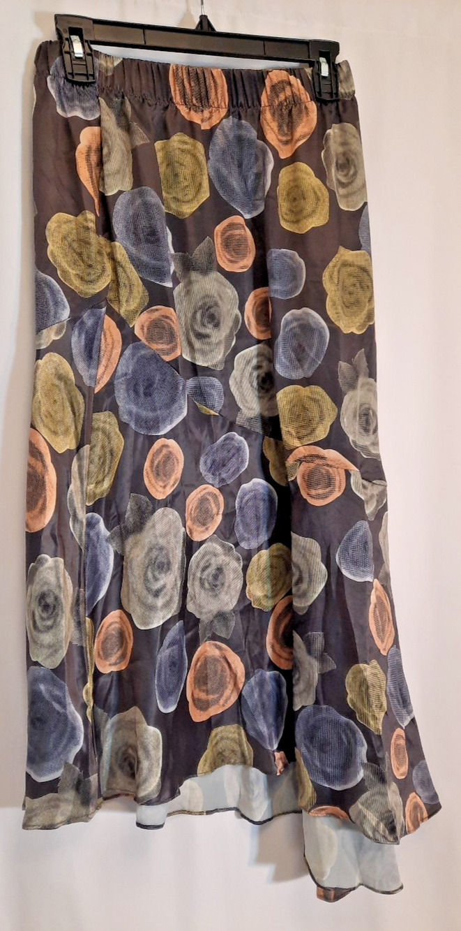Women's A new day Mid-Rise Side Zipper Slant-Cut Bottom Ruffle Floral Skirt NWT